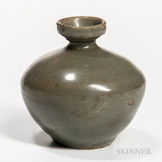 Celadon-glazed Stoneware Oil Bottle
