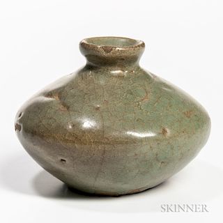 Celadon-glazed Stoneware Oil Bottle