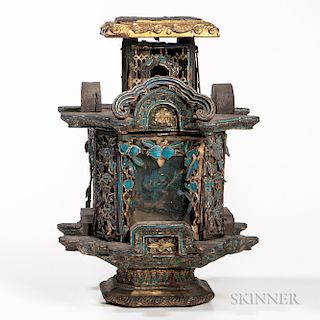 Ornate Wood Lantern with Kingfisher Feather