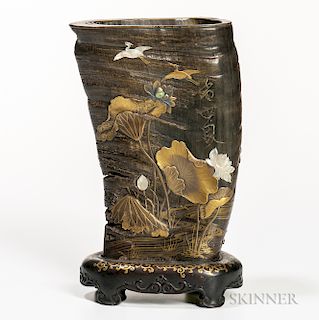 Shibayama Inlaid Horn Vase