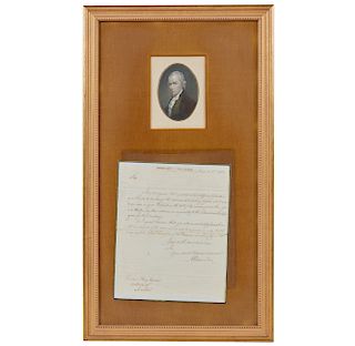 Alexander Hamilton Signed Letter to Wm Ellery and Portrait