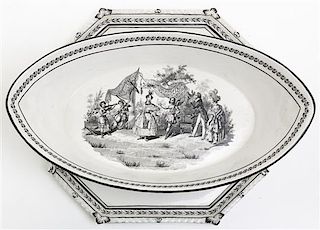 A Mottahedeh Transfer-Decorated Footed Dish and Tray, Width of first 15 inches.