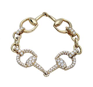 Gucci 18k Horsebit Diamond Chain Bracelet 
