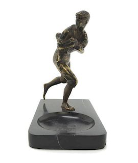 A Continental Bronze and Marble Figural Vide Poche, Height overall 6 3/4 inches.