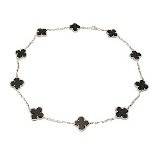 Van Cleef & Arpels 18K Black Onyx Alhambra Necklace