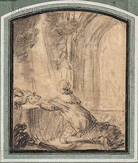 Attributed to Gabriel de Saint-Aubin (French, 1724-1780)  Louis XVI au sacre  (At the Coronation)