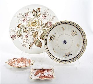 Four English Porcelain Articles, Diameter of largest 11 3/4 inches.