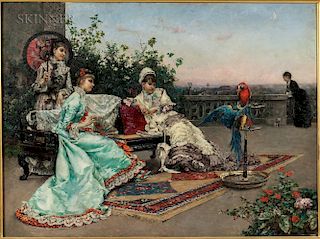 Julius LeBlanc Stewart (American, 1855-1919)  Twilight on the Terrace, Paris