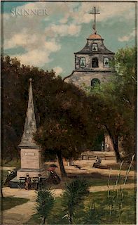 Frank Henry Shapleigh (American, 1842-1906)  Cathedral and Spanish Monument, St. Augustine