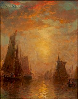 George Herbert McCord (American, 1848-1909)  Setting Sail at Sunset