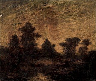 Attributed to Ralph Albert Blakelock (American, 1847-1919)  Landscape at Dusk