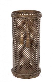 A Gilt Metal Umbrella Stand, Height 19 1/4 inches.