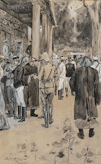 Sydney Adamson (Scottish, act. 1892-1914)  A Gathering of Officers and Civilians at the Time of the Boxer Rebellion