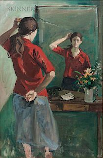 Nicolai S. Cikovsky (American, 1894-1987)  Girl at Mirror