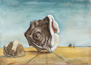 Nancy Ellen Craig (American, 1927-2015)  Surrealistic Landscape with Helmet Shells