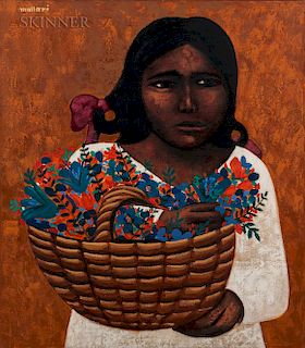 Mario Miguel Mollari (Argentinian, 1930-2010)  Girl with Flowers