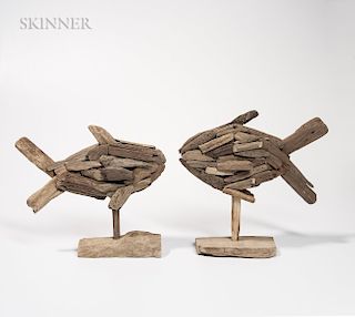 Bernard Langlais (American, 1923-1977)  Two Driftwood Fish Sculptures