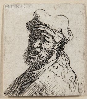Rembrandt van Rijn (Dutch, 1606-1669)  Man Crying Out, Three-Quarters Left: Bust
