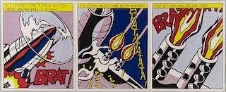 After Roy Lichtenstein (American, 1923-1997)  As I Opened Fire...  /A Triptych
