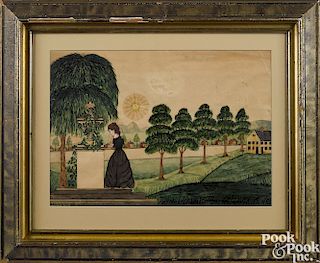 American watercolor mourning picture