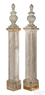 Pair of painted pine architectural columns