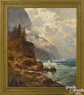 Carl Philipp Weber oil on canvas coastal scene