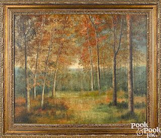 Ben Austrian, oil on canvas autumnal landscape