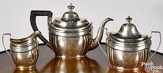 Three-piece New York silver tea set