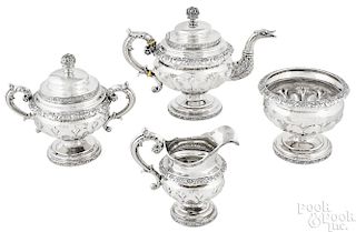New York four-piece coin silver tea service