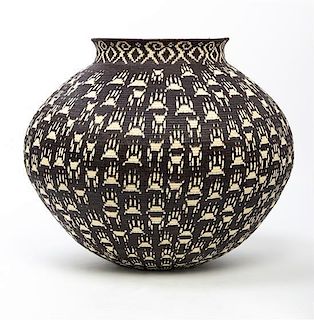 A Panamanian Woven Basket, Wounaan, Height 14 1/2 inches.