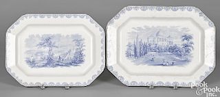 Two Historical light blue Staffordshire platters