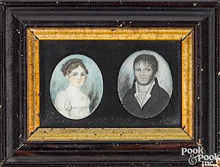 Pair of miniature watercolor on ivory portraits
