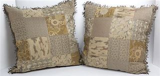 A Pair of Silk Pillows, Height 22 x width 22 inches.
