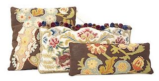 Three Needlepoint Pillows, Width of widest 20 inches.