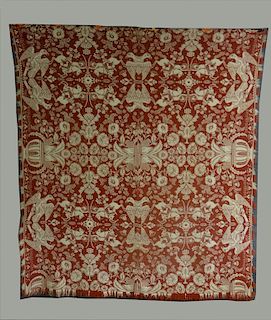 RED & WHITE "EAGLE & STARS" COVERLET DATED 1839