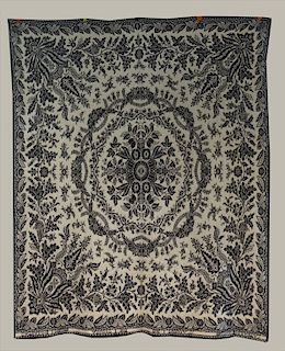 BLUE & WH. COVERLET BY CATHERINE MILLER, AUG 1851