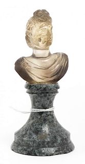 A Continental Rock Crystal Bust, Height 4 1/4 inches.
