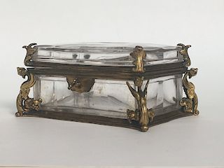 FRENCH CRYSTAL & FIRE GILDED BRONZE DRESSER BOX