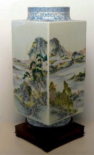 CHINESE SCENIC HAND PAINTED VASE W/ WAX SEAL