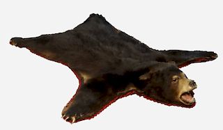 BLACK BEAR RUG W/ TAXIDERMY MOUNTED HEAD