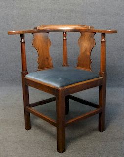 LATE 18THC. MAHOGANY CHIPPENDALE CORNER CHAIR