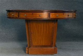 ROUND PEDESTAL RENT TABLE W/ LEATHER TOP