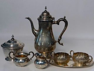 STERLING SILVER INC. COFFEE POT, COVERED SUGAR & 2