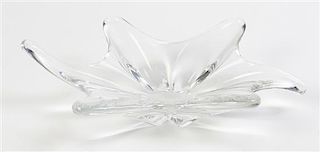 A Baccarat Glass Dish, Height 3 3/4 x width 12 inches.