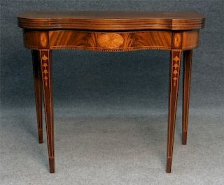 CENTENNIAL HEPPLEWHITE STYLE INLAID CARD TABLE