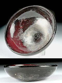 Late Roman Glass Bowl w/ Aubergine Color