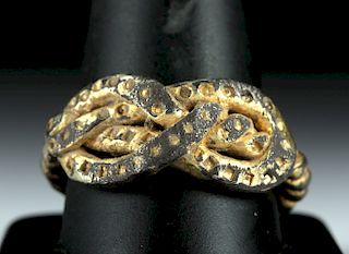 Viking Gilded Silver Ring, Serpent Form - 9.2 grams
