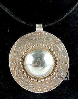 European Celto-Saxon Silver Circular Stamped Pendant
