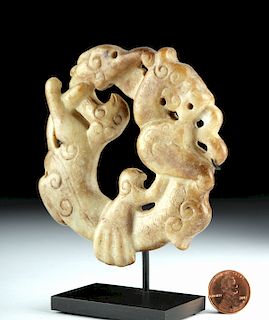 19th C. Chinese Stone Circular Dragon Plaque