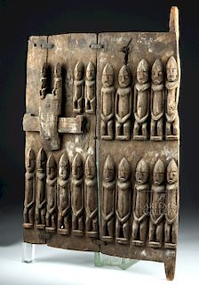 19th C. Dogon Carved Wood Door with Lock